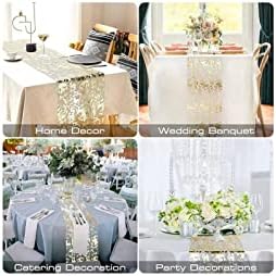 Gold Table Runner 11 Inch x 100 Feet Inches, Glitter Metallic Mesh Gold Runner Roll Table Decorations for Wedding, Baby Shower, Birthday, Christmas - Image 6