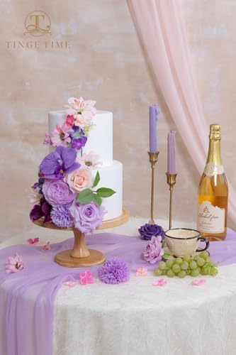 TINGE TIME Artificial Wedding Flower Combo, Rose Dahlia Purple Flowers - Image 2