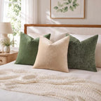 decorUhome Soft Chenille Olive Green Throw Pillow Covers 24X24 Set of 2 - Image 4