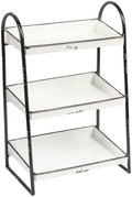 Creative Co-Op Heavily Distressed White 3-Tier Metal Tray with Black Frame & Rim by Unknown