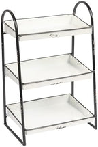 Creative Co-Op Heavily Distressed White 3-Tier Metal Tray with Black Frame & Rim by Unknown