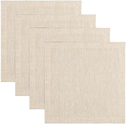 Solino Home 100% Pure Linen Placemats Beige, Athena 14 x 14 in, Set of 4 by SolinoHome
