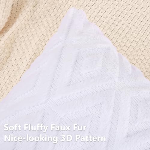 Pallene Fall Pure White Faux Fur Throw Pillow Covers 20x20 Set of 2 - Image 2