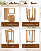 Huquary 8 Pcs Wooden Wedding Lantern Centerpiece for Table Decor, Brown - Image 4
