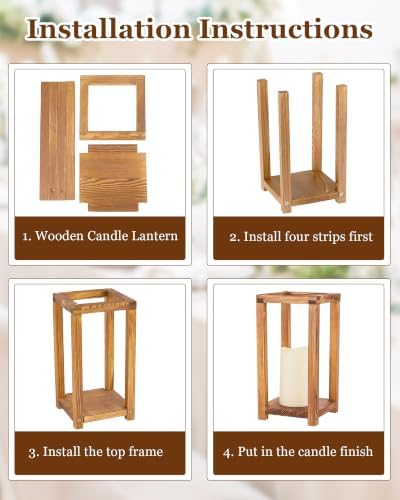 Huquary 8 Pcs Wooden Wedding Lantern Centerpiece for Table Decor, Brown - Image 4