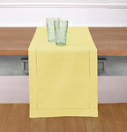 Solino Home Cotton Linen Dining Table Runner Yellow Hemstitch, 14 x 108 in by SolinoHome