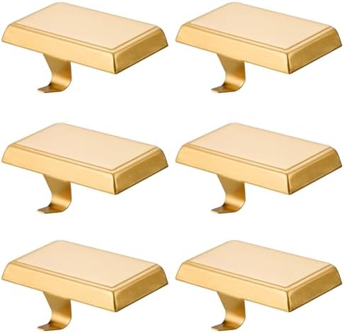 6 Pack Christmas Stocking Holders Ornament Hooks Mantel Weighted Stocking Hangers Metal Hanging Hooks Heavy Duty Stocking Holders Bases for Mantel Fireplace Party Decoration (Gold, 6) by FESTANLEE