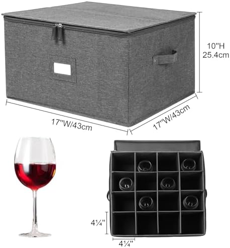 Stemware Storage Cases, Wine Glass Storage Box Containers with Dividers - Image 5