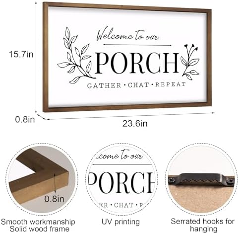 flangairy Welcome To Our Porch Sign, Wooden Front Porch Wall Decor, Outdoor Rustic Home Decor - Image 2
