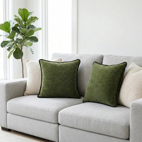 Chenille Velvet Pillow Covers 18x18 Dual Side 2 Pack Green - Image 5