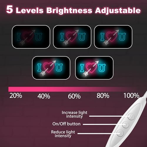 I Heart U Neon Sign 16 × 10in LED Heart and Arrow Wall Light Dimmable - Image 7