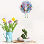 Easter Wreaths for Front Door with Lights,Easter Door Wreath,Easter Mesh Wreath,Bunny Spring Colorful Easter Decorations Holiday Ornament for Home Indoor Outdoor Supplies (Blue Long Leg) - Image 3