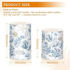 ALAZA Coastal Sea Star Coral Nautical Flickering Flameless Candles Battery Operated with Remote Timer,Tea Light Candles LED Pillar Votive Candles Set of 2 for Outdoor Indoor Decorations - Image 3