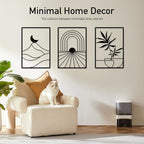 Sokurdeg Black Minimalist Metal Wall Decor, Bohemian Line Wall Decor, Modern Abstract Wall Art for Bedroom Bathroom Living Room (3 Pack, 12 x 17 in) - Image 2
