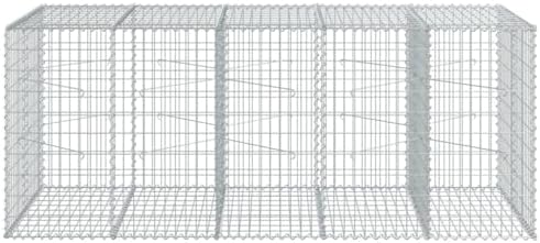 vidaXL Gabion Basket with Cover 98.4"x39.4"x39.4" Galvanized Iron - Image 5