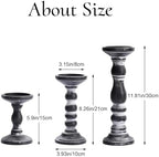 Wood Pillar Candle Holder: Rustic Distressed Black Candle Stand - Image 6