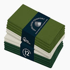 Multi Color Cloth Napkins 17x17 Inch - Set of 12-100% Cotton, Washable - Perfect Hotel Quality Napkin for Table, Dinner, Weddings, Everyday Dining - Ivory, Mint Green, Forest Green by HEIRLOOMCOMFORT