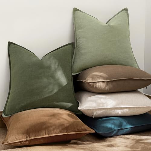 EMEMA Euro Sham Decorative Linen Throw Pillow Covers 26x26 Inch Grass Green - Image 6