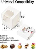 Happyhiram 200 Pack Individual Cupcake Boxes with Inserts & Window, White - Image 3