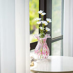 QFkris Hand Blown Glass Vase, Modern Art Flower Vase with Pink Petal Decor - Image 2