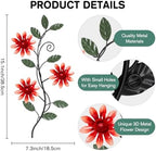KHJCXS 2 Pieces Metal Flower Leaf Wall Art, 15.1"×7.3" Modern Rustic Iron Artwork Hanging Decor for Home Bedroom Living Room Dining Room Kitchen Hallway Office (Red) - Image 2