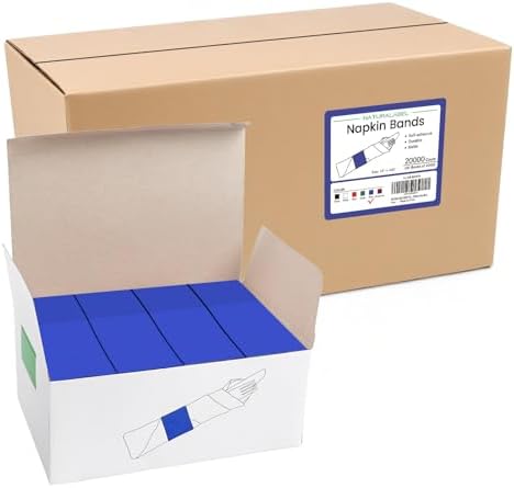 NATURALABEL Self-Adhesive Napkin Bands, Bulk Pack of 20,000, Blue by NATURALABEL