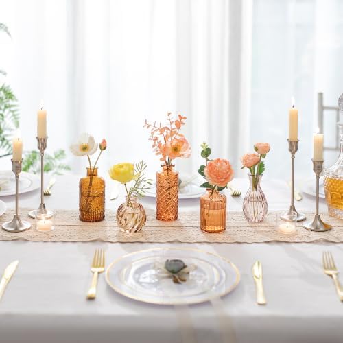 Hewory Small Bud Vases Bulk: 25Pcs Glass Amber Flower Vases for Centerpiece - Image 3