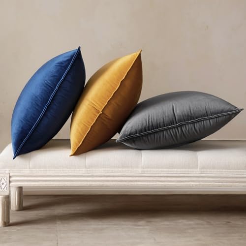 MIULEE Decorative Navy Blue Velvet Euro Sham Throw Pillow Covers 26x26 Inch - Image 5