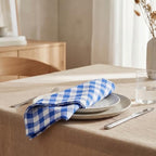 Urban Villa Cloth Napkins Cotton 20x20 (Set of 12) Blue Cheks - Image 4