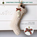 LIBWYS Knit Christmas Décor Stockings with Name Tags, 4 Pack 18" Large Cable Xmas Stockings Classic Burgundy Red Ivory White Chunky Hand Decoration Stockings - Image 2