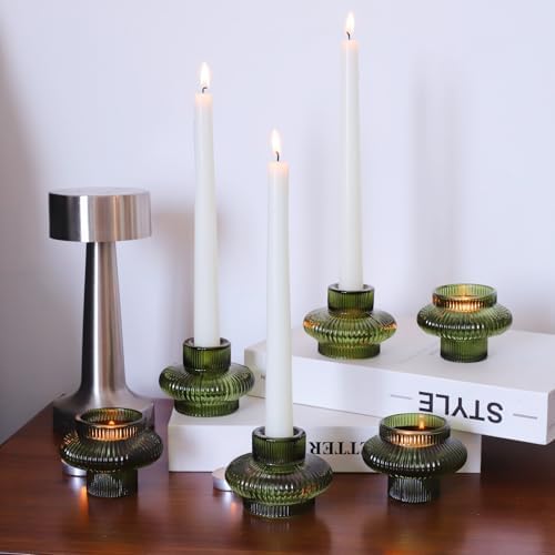 VOHO 12pcs Green Candlestick Holders for Spring and Christmas Decorations - Image 5