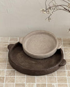 Tuscan Decorative Tray, Rustic Brown Textured Tray, Wabi Sabi Vintage Country Home Decor - Image 6