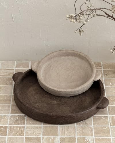 Tuscan Decorative Tray, Rustic Brown Textured Tray, Wabi Sabi Vintage Country Home Decor - Image 6