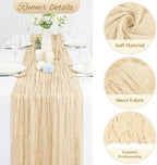 20 Pack Ivory Cheesecloth Table Runner 120 Inch 10FT Rustic Boho Gauze Cheese Cloth Table Runner for Wedding Party Baby Shower Thanksgiving Christmas Decoration - Image 3