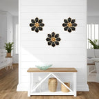 Villa Como Set of 3 Black and Gold Metal Flowers Wall Art Decor 10" - Image 4