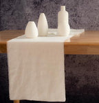 Linen Table Runner with Fringe Off-White 14x108 Inch - Image 3