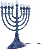 Traditional LED Hanukkah Menorah Powered by Battery or USB Chanukiah Electric Menorah 4' Micro USB Cable Included - Electronic Chanukah Candles Minorah Lighted Hanukah Decorations (Blue) - Image 5