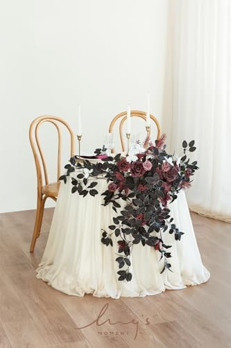 Ling's moment 2 Pack Black Floral Garland Wedding Arch Flowers - Image 2