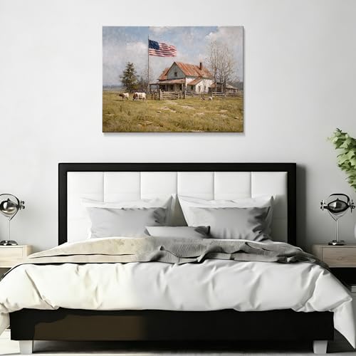 July 4th Patriotic Canvas Wall Art 4th of July USA Decorations Vintage American Flag Painting Inspirational Picture Wall Decor Independence Day Home Decor 24x32in - Image 5