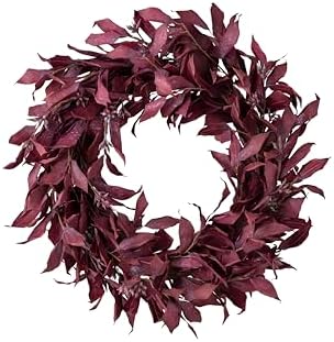 Balsam Hill | Artificial Christmas Wreath for Front Door | Greenery | Indoor & Outdoor Christmas Decor (Burgundy Red Leaves 26") by BalsamHill