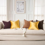 JUSPURBET 28x28 Velvet Decorative Throw Pillow Covers Set of 2,Golden - Image 3