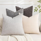 Set of 4 Soft Textured Decorative Throw Pillow Covers 20x20 Inch Cozy Farmhouse Cushion Cover Square Accent Pillow Cases for Bed Couch Sofa Living Room, Grey Series by Cozoomy