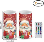 Red LED Candles with Remote Flickering Flameless Candles Santa Claus Stars Battery Operated Fake Pillar Candles Christmas Decorations for Bedroom Living Room Dining Room Table Decor - Image 3