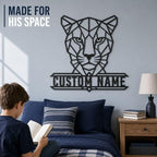 Personalized Leopard Metal Sign, Custom Name Wall Art, Wildlife Decor - Image 2