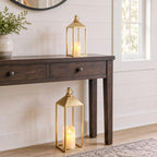 Set of 2 Decorative Lanterns with Candles, Gold Metal Lanterns Decor - Image 4