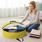 24 Inch Round Storage Bag 2 Pack,Minimalist Solid Pure Yellow Waterproof Wreath Storage Container with Handles&Zipper Unadorned Single Color Art Closet Organizer Bags Garland Box - Image 4