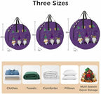 Mardi Gras Round Storage Bag 24 Inch, Carnival Gnome Mask Deep Purple Theme Clothes Storage Container with Handles Heavy Duty Organizer for Comforter, Bedding & Holiday Wreaths - Image 7