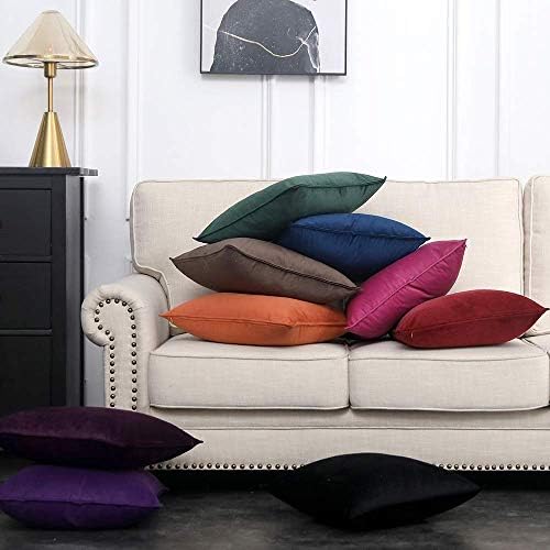 MIULEE Decorative Hot Pink Velvet Euro Sham Throw Pillow Covers 26x26 Inch - Image 5