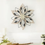 Remenna Whitewash Flowers Wood Wall Decor, Metal Rustic Wall Art Farmhouse Wall Decorations Multiple Floral Hanging Decor for Bathroom Living Room Home Office Garden Kitchen - Image 2