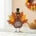 Glitzhome 12”H Thanksgiving Turkey Figurine Decor, Wooden Metal Turkey Table Decoration Decorative Happy Turkey Day Decorations, Fall Harvest Thanksgiving Indoor Home Decor by Glitzhome